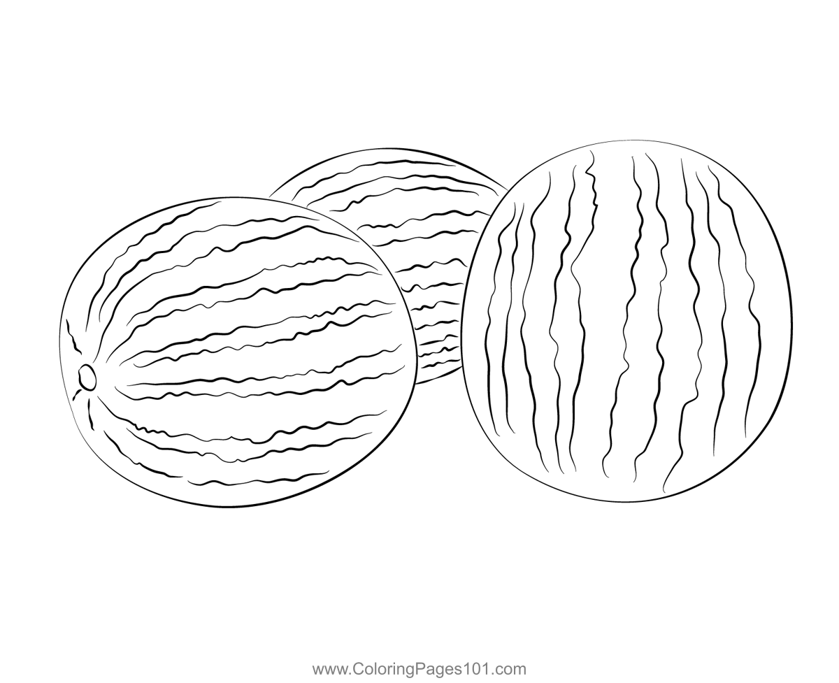 Three Watermelon Coloring Page For Kids Free Watermelon Printable 