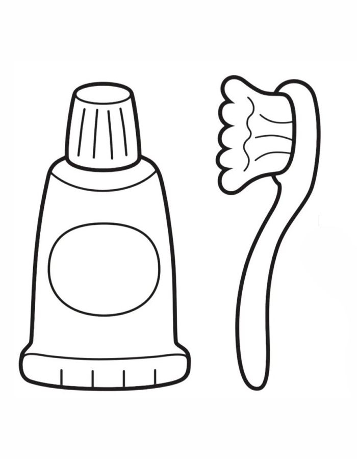 Toothbrush And Toothpaste Free Printable Coloring Page