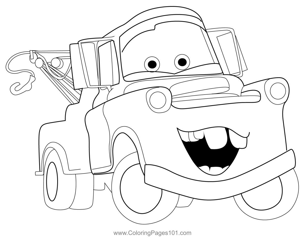 Tow Mater Cars Coloring Page For Kids Free Cars Printable Coloring 