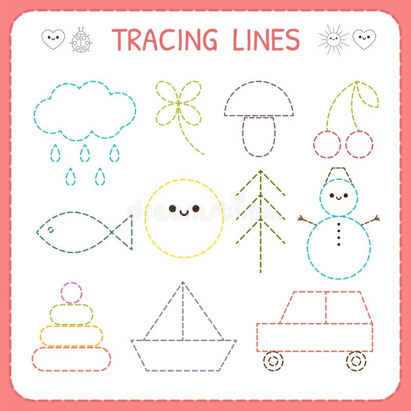 Trace Line Worksheet For Kids Working Pages For Children Preschool Or 