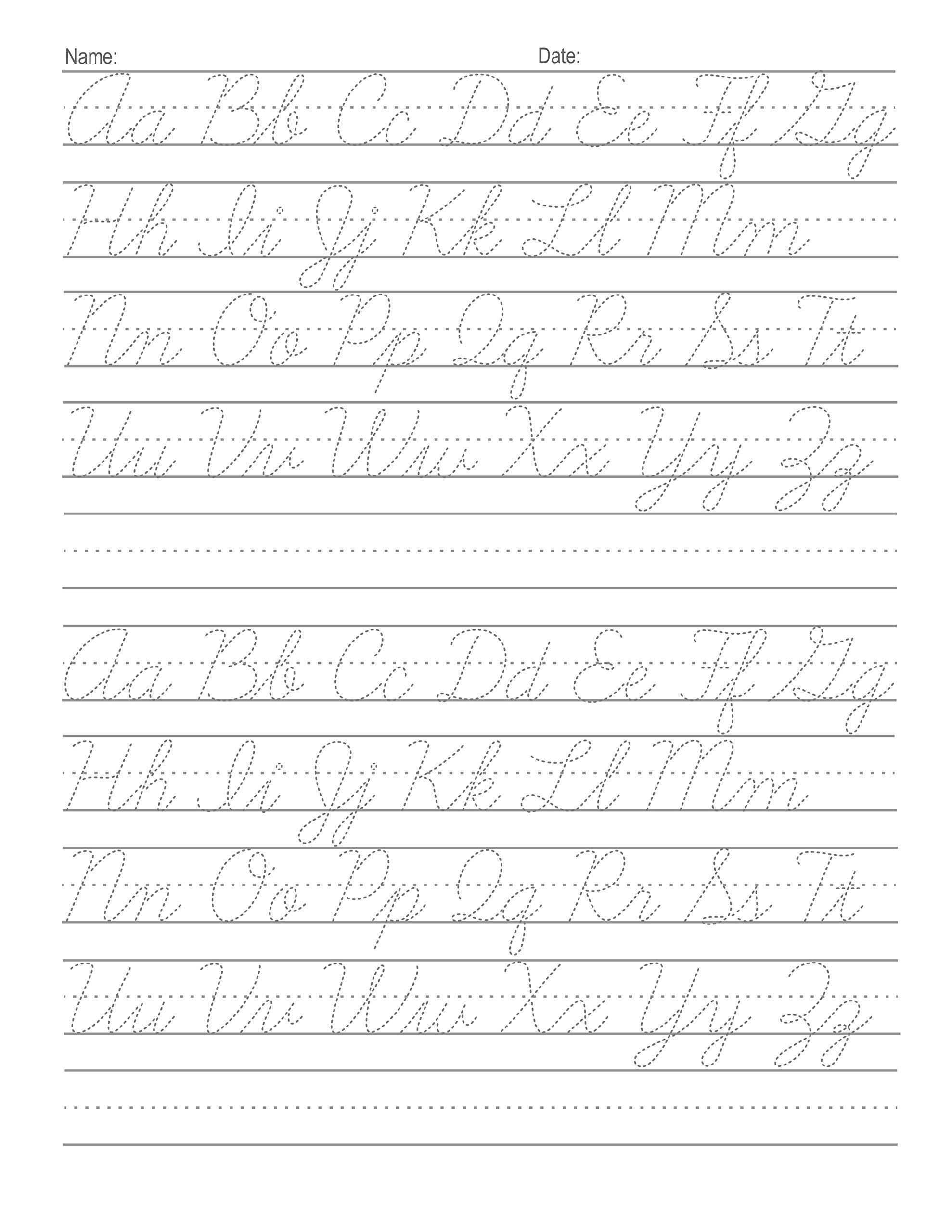 cursive letters practice worksheets