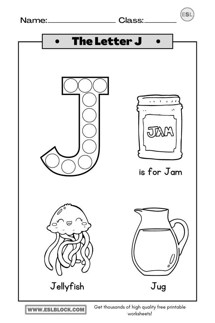 printable letter j worksheet