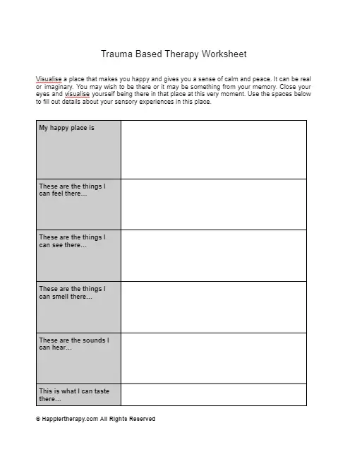 Trauma Based Therapy Worksheet HappierTHERAPY Worksheets Library