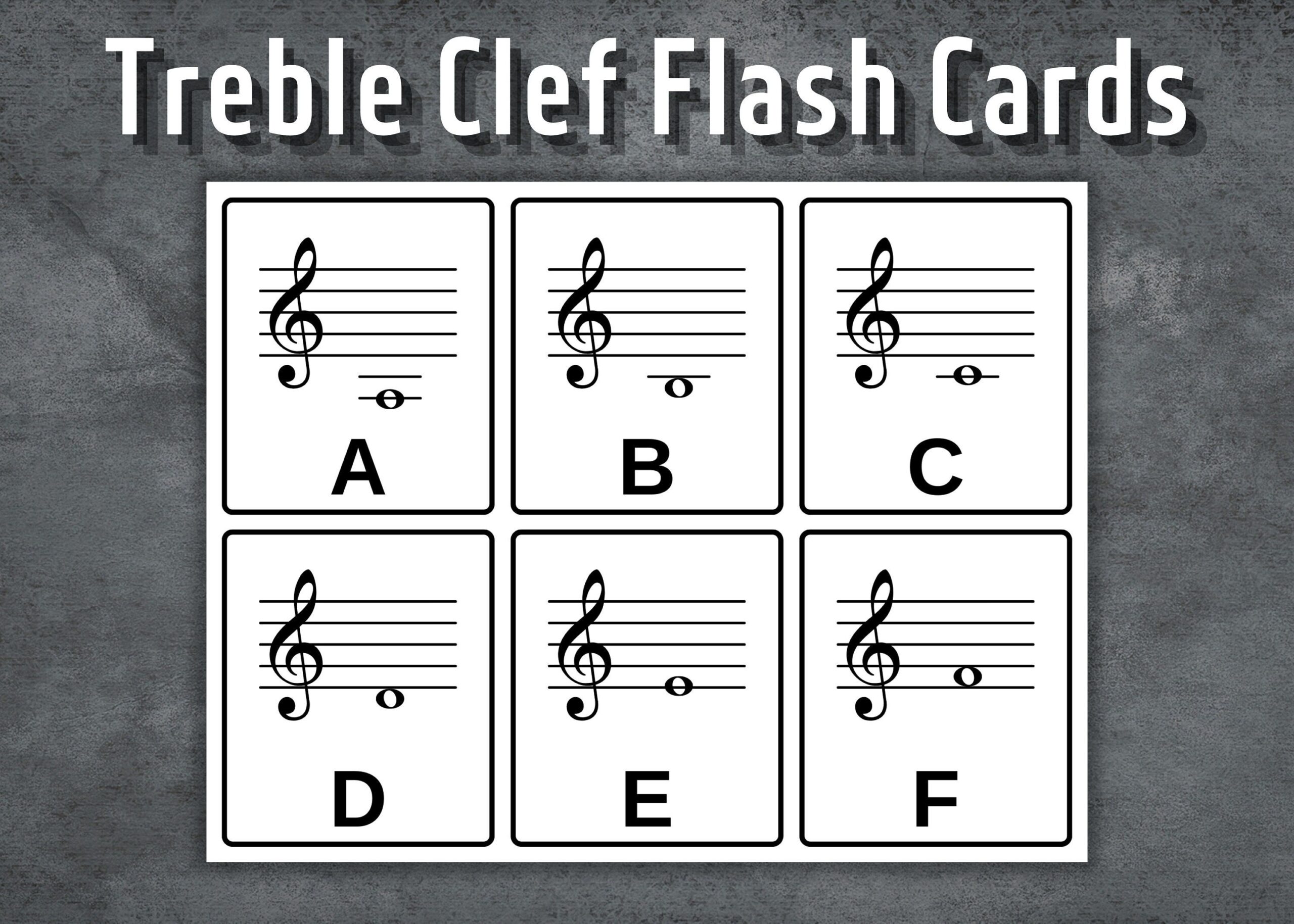 Treble Clef Flash Cards Printable Music Note Flash Cards Treble Clef