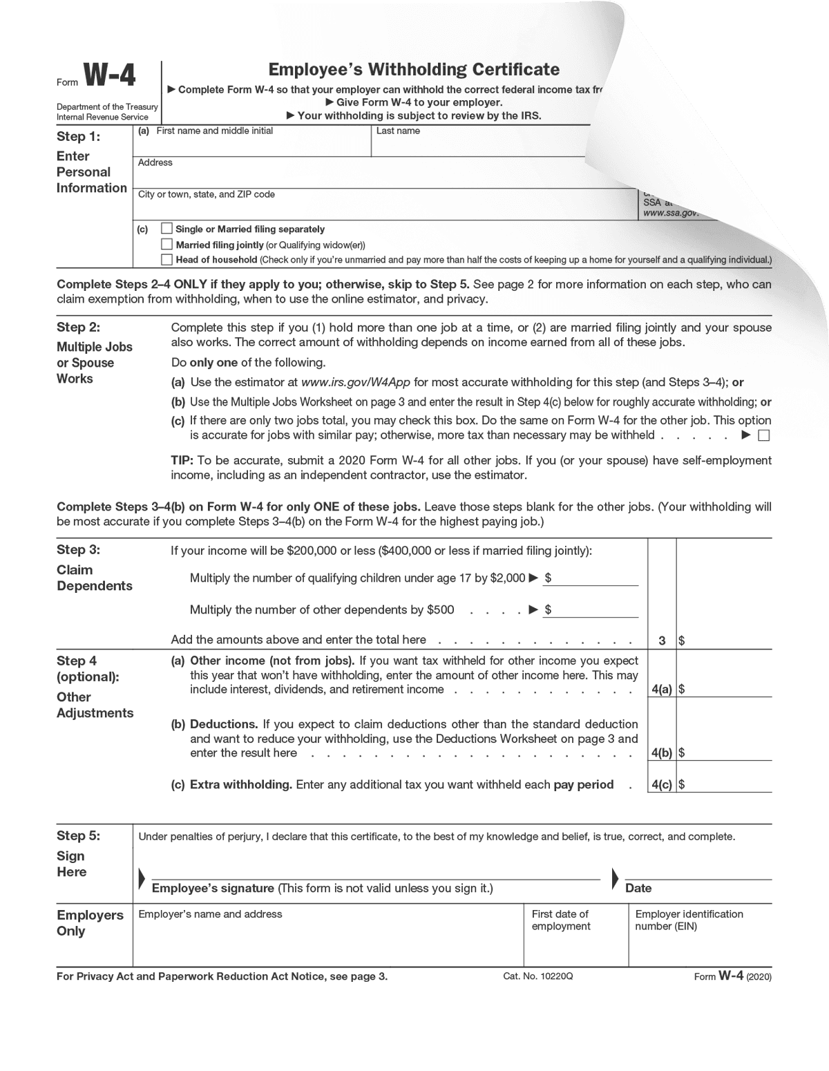 Two Earners Multiple Jobs Worksheet Free Printable