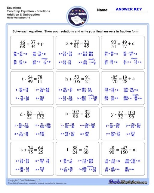 Two Step Equations Worksheets Library