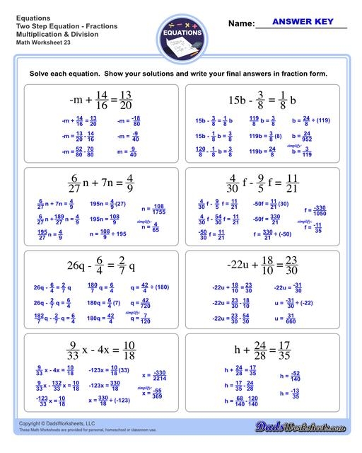 Two Step Equations Worksheets Library