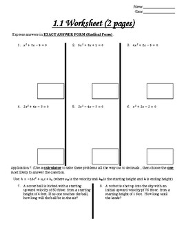 Unit 1 Worksheets ALG 2 All Things Quadratic And Other Polynomials