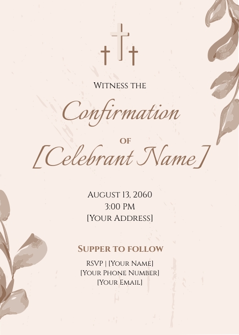 Vintage Confirmation Invitation Template Edit Online Download 