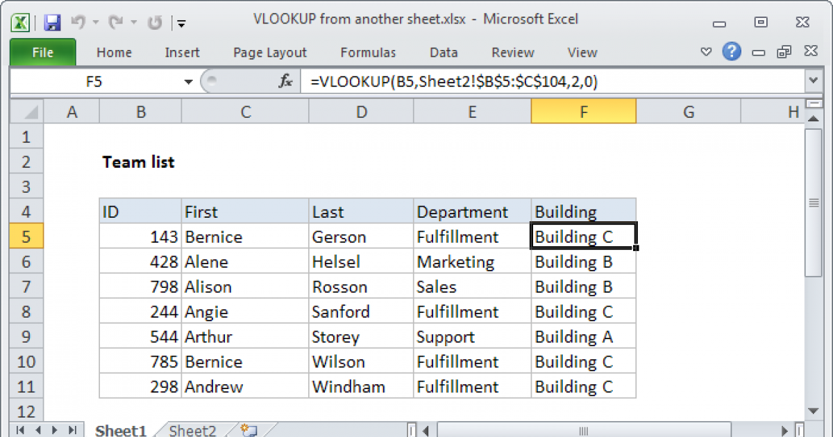 excel vlookup from another worksheet