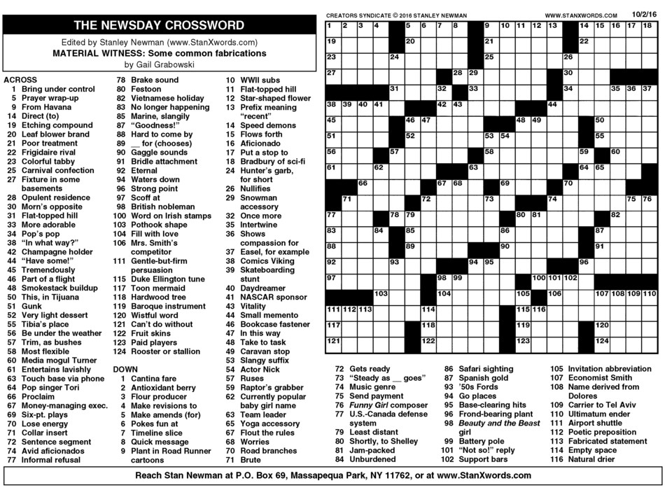 washington post sunday crossword puzzle printable