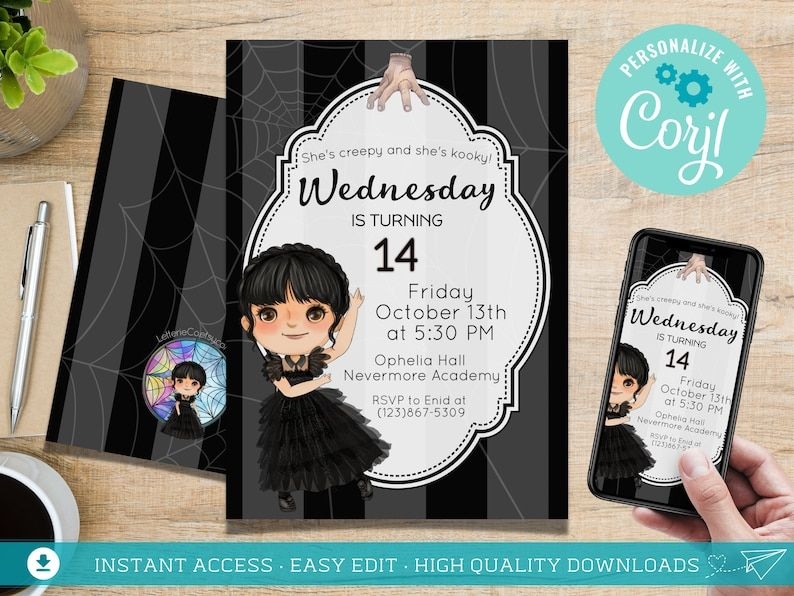 WEDNESDAY ADDAMS Inspired Birthday Invitation Addams Family Birthday