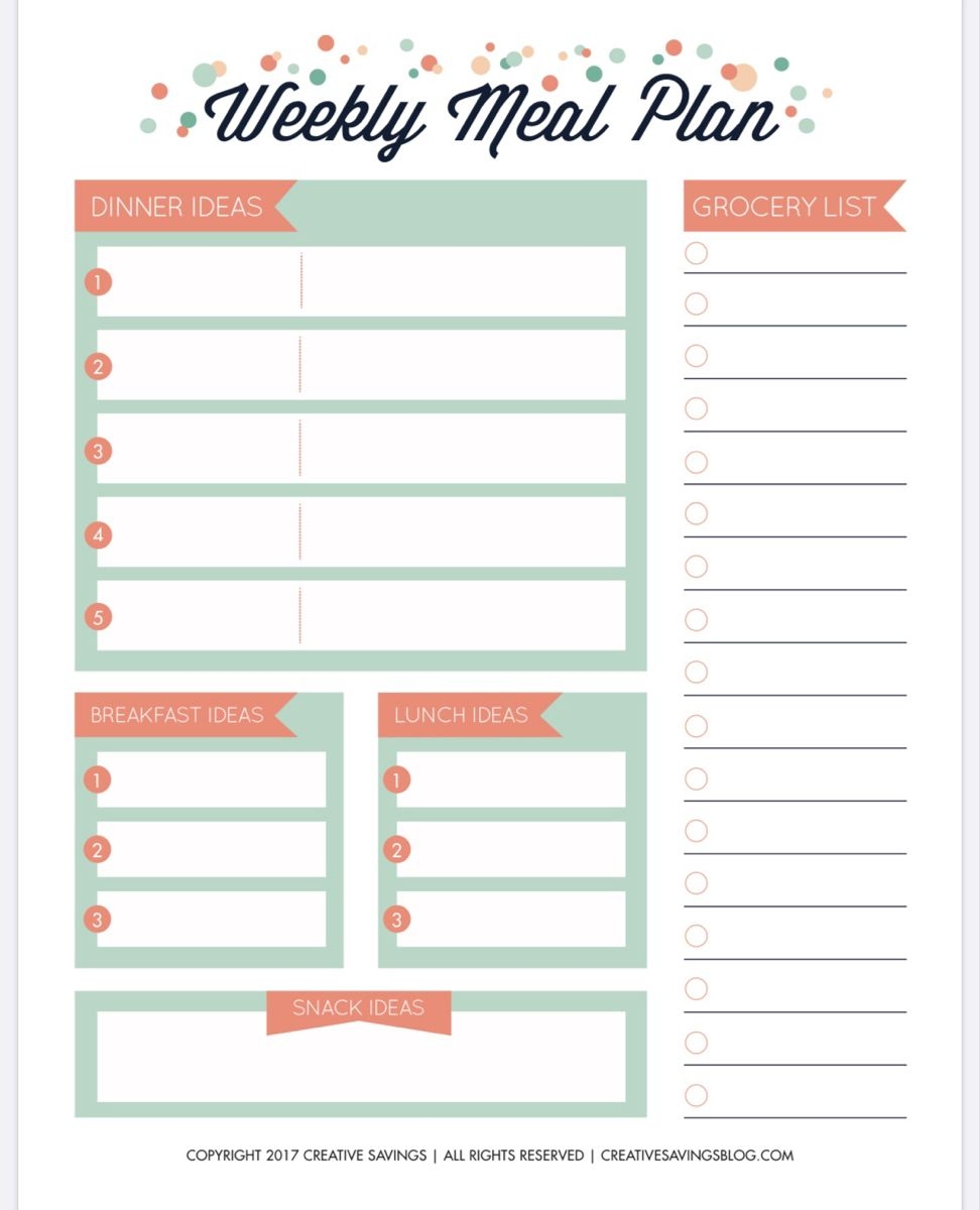 meal prep worksheet