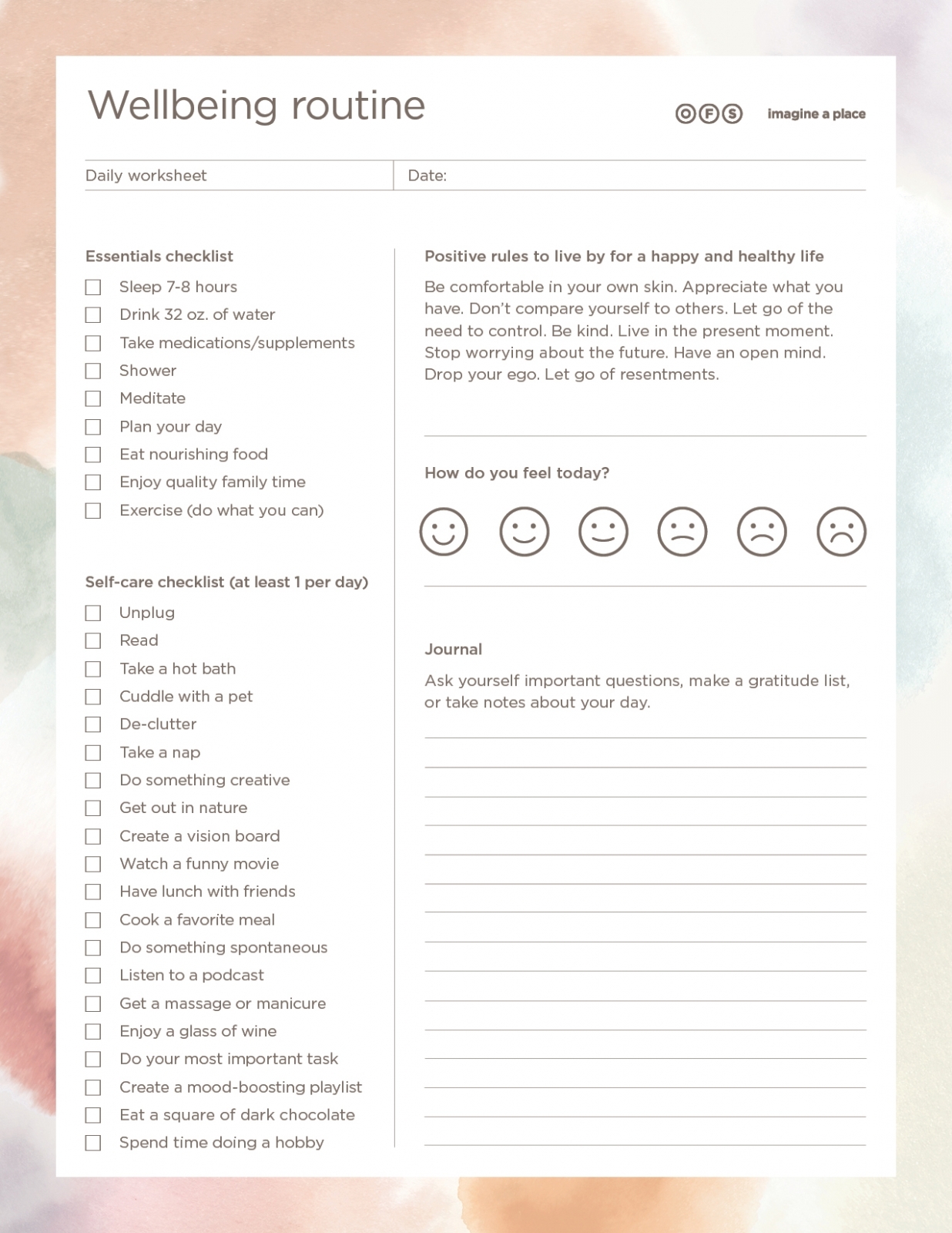 printable wellbeing activities