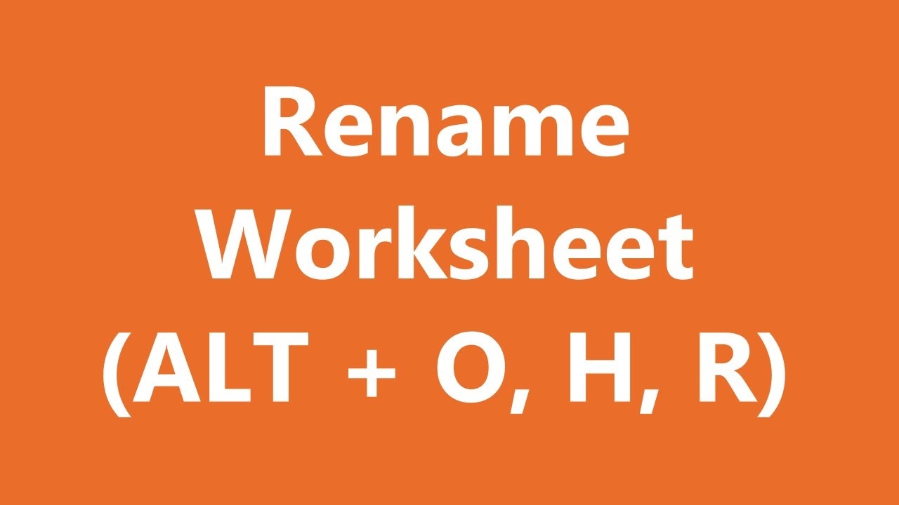 Which Shortcut Can You Use To Rename A Worksheet