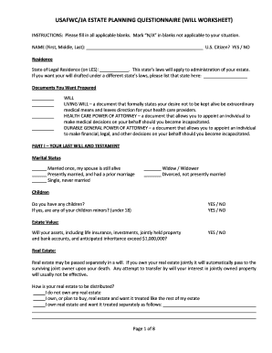 Will Questionnaire Worksheet Complete With Ease AirSlate SignNow