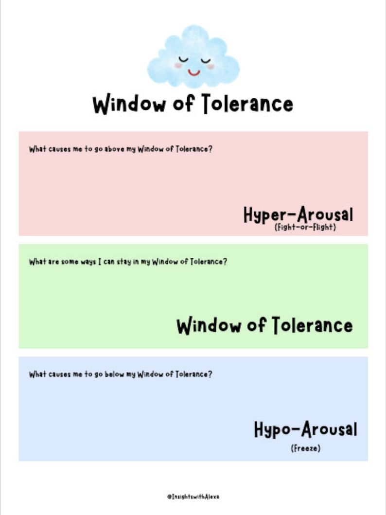 window of tolerance worksheet