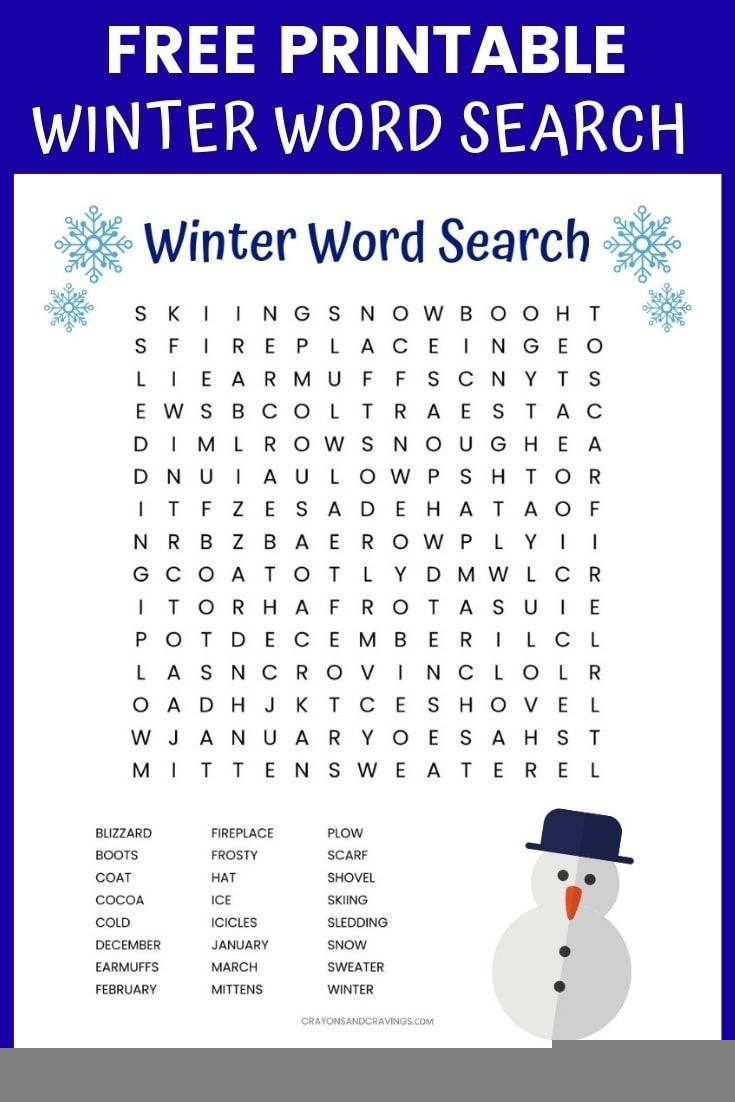 printable winter crossword puzzle