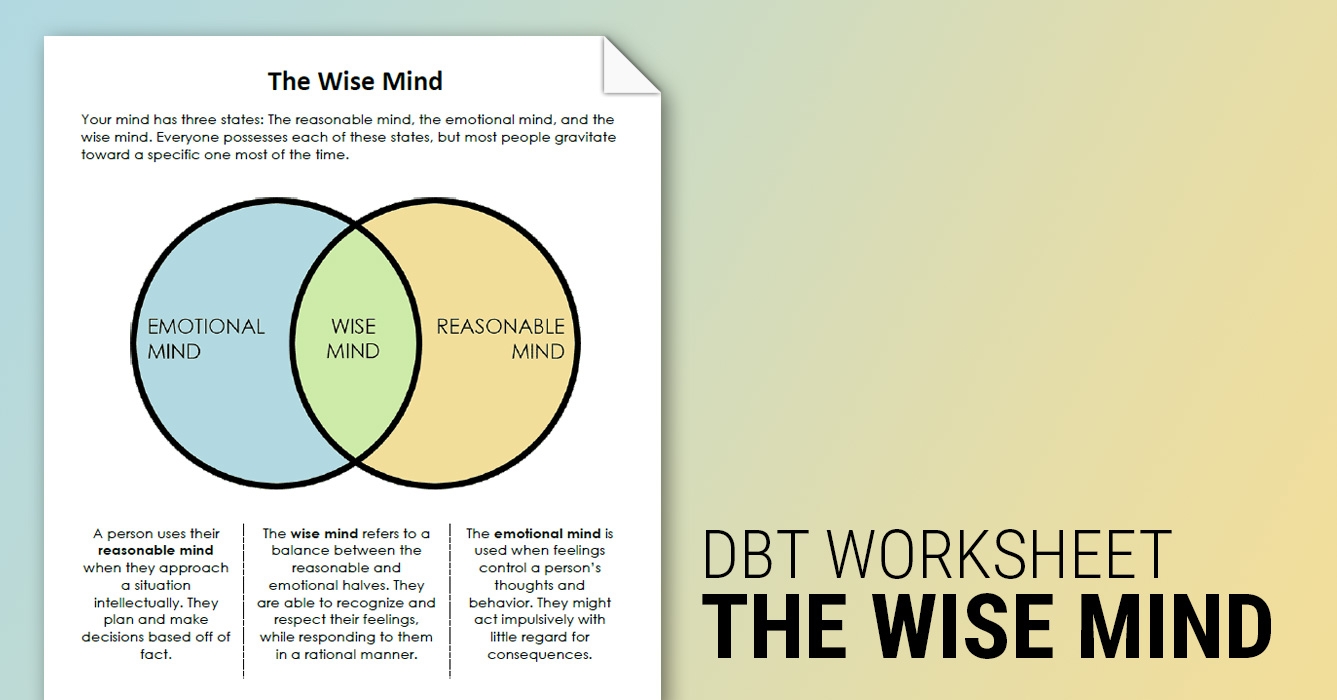 Wise Mind Worksheet Therapist Aid TherapistAidWorksheets