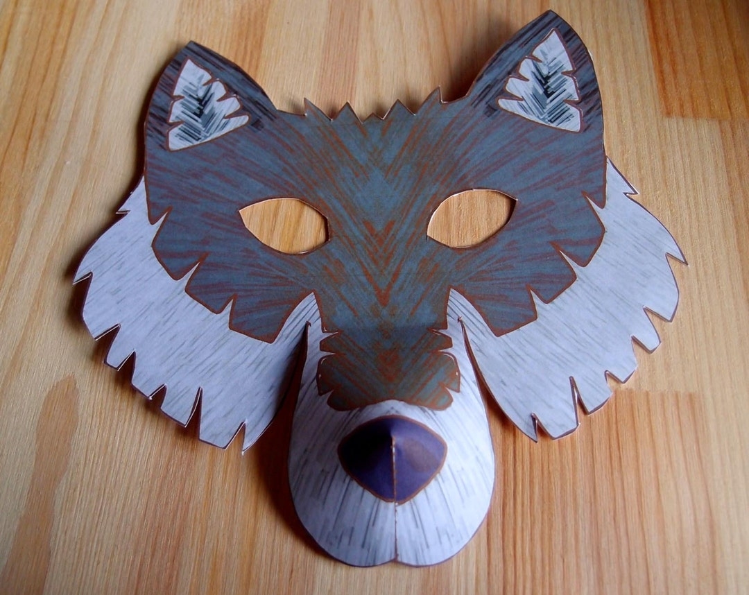 Wolf Mask Printable Craft Kit Kid 39 s Craft Activity DIY Costume Etsy