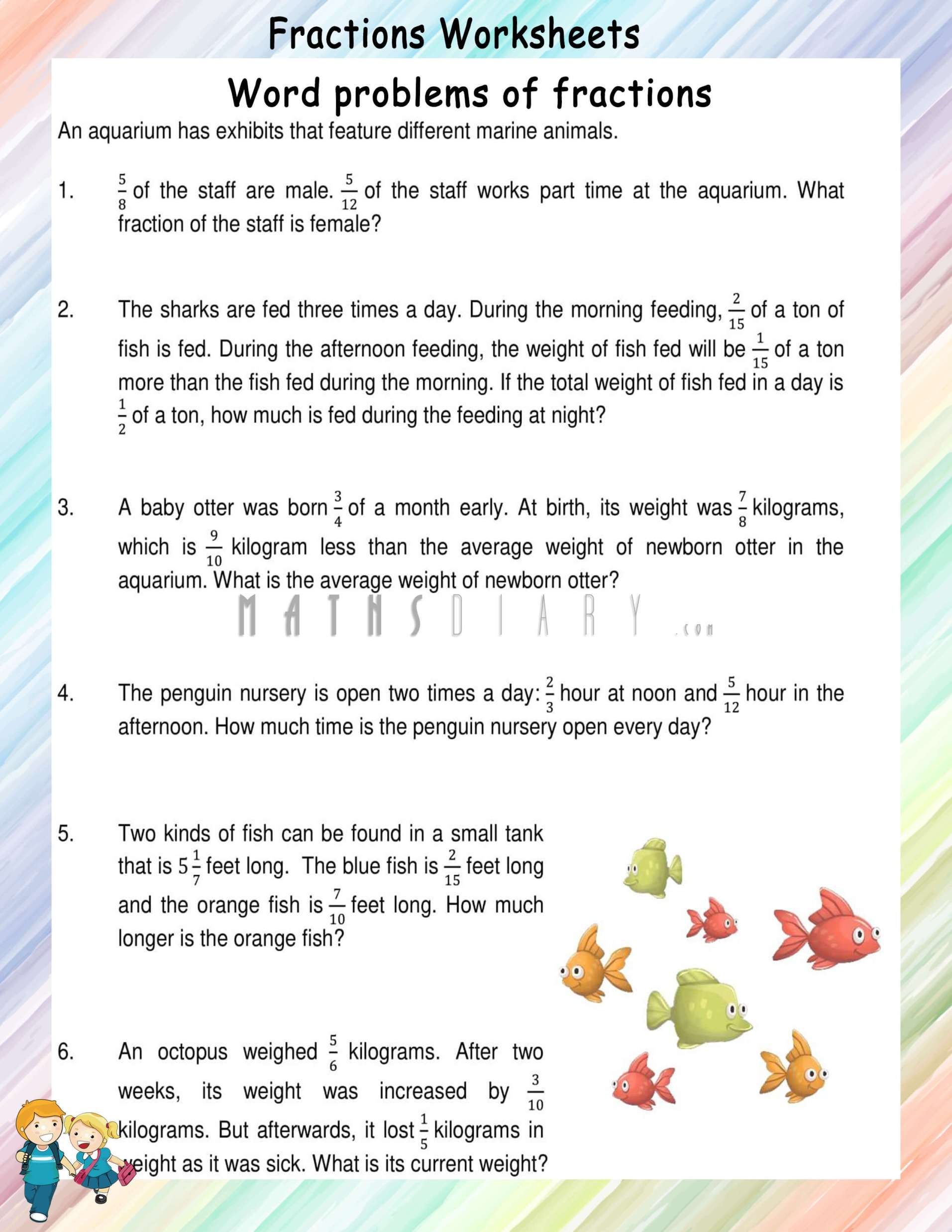 fraction times whole number worksheet