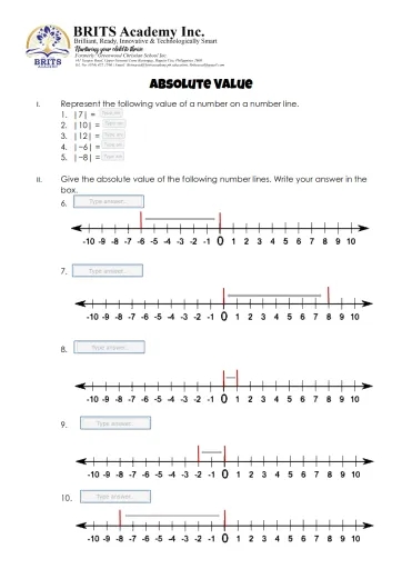 WORKSHEET 4 Absolute Value Interactive Worksheet Edform 