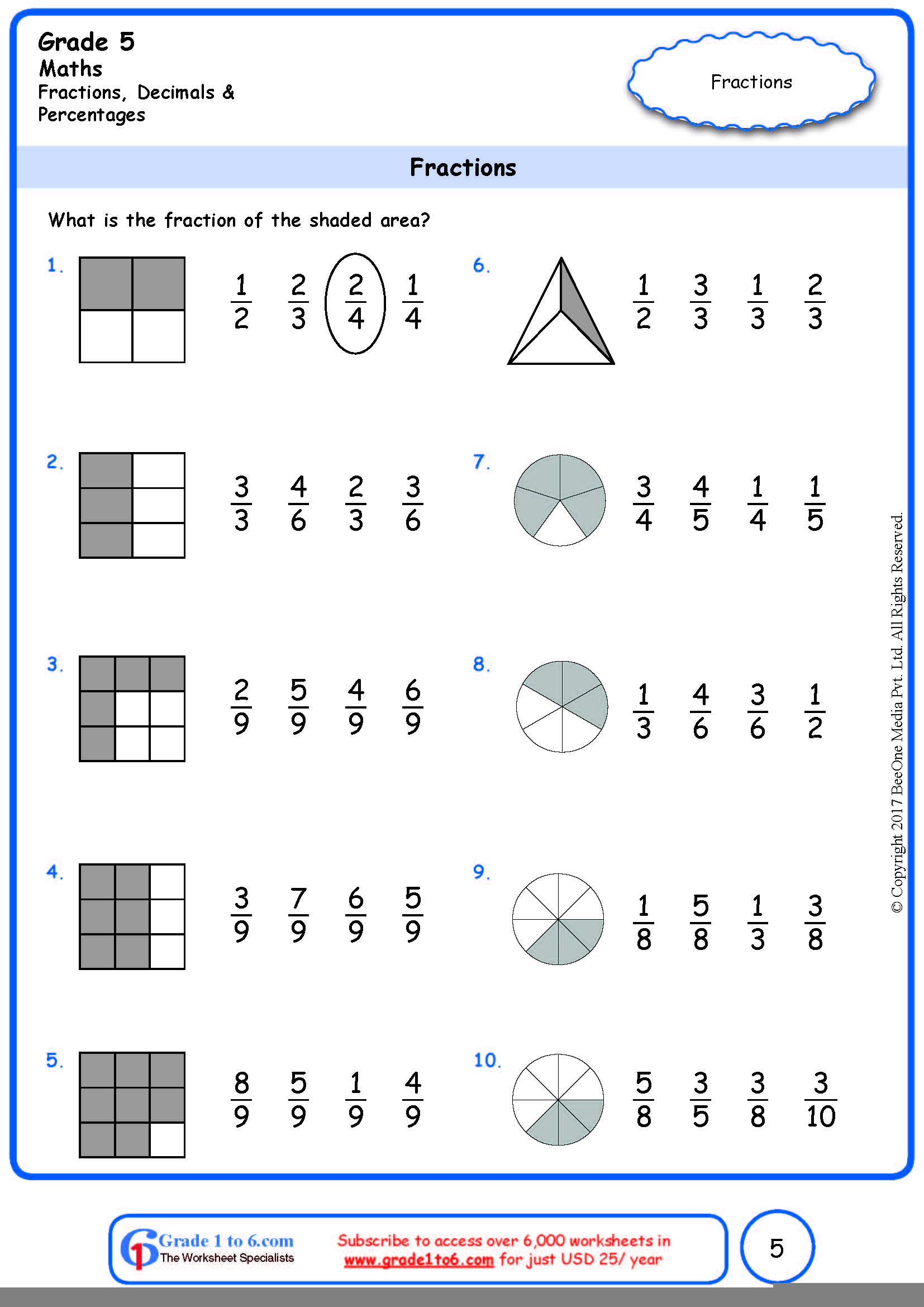 Worksheet For Fractions Grade 5 FractionsWorksheets
