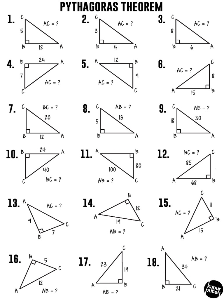 pythagoras worksheet