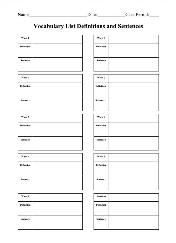 worksheet template