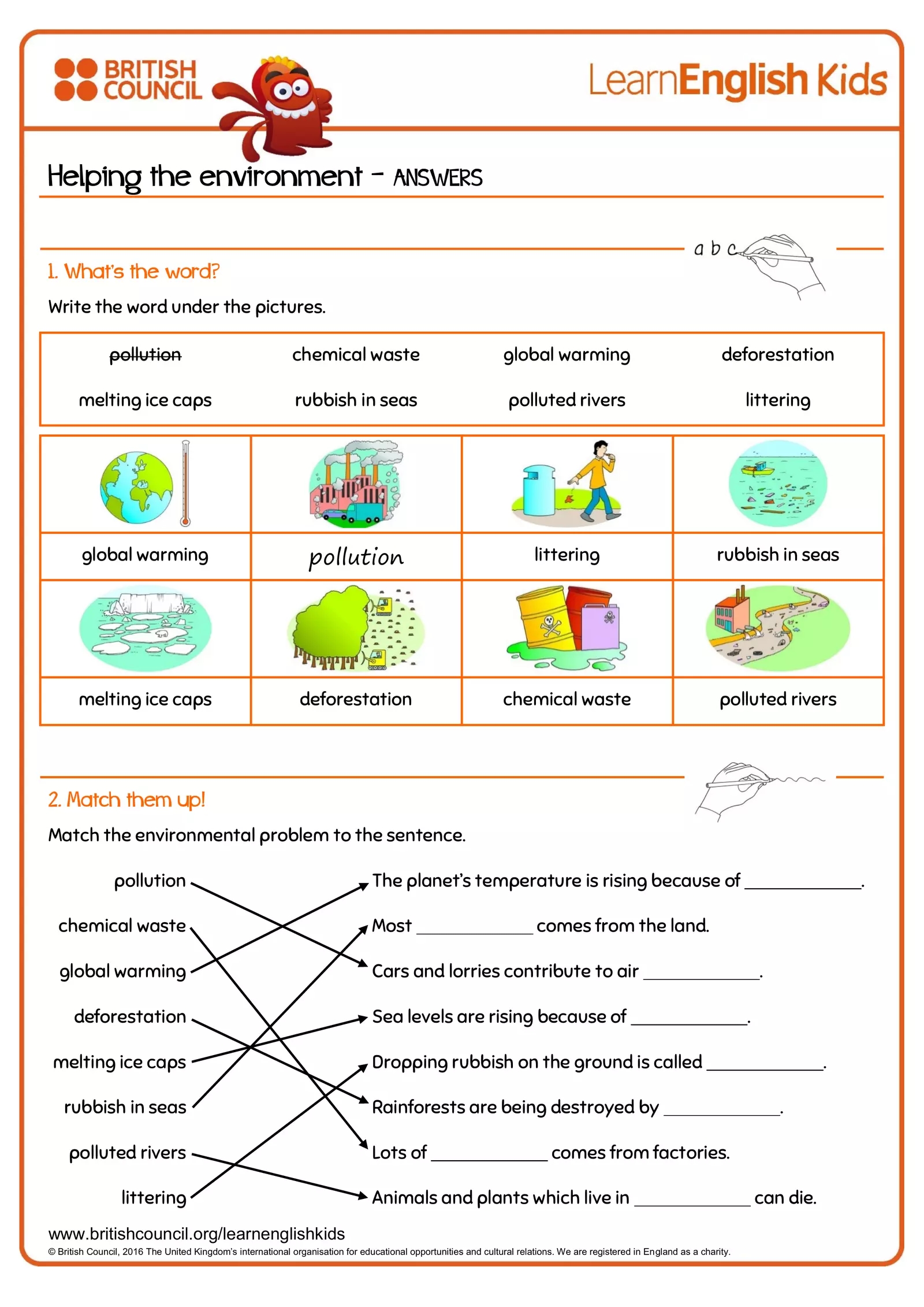 Worksheets Helping The Environment Answers Interactive Worksheet
