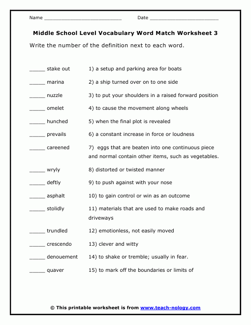 Worksheets Middle School Worksheets For All Free Worksheets Samples