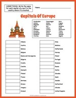 World Capitals Worksheet