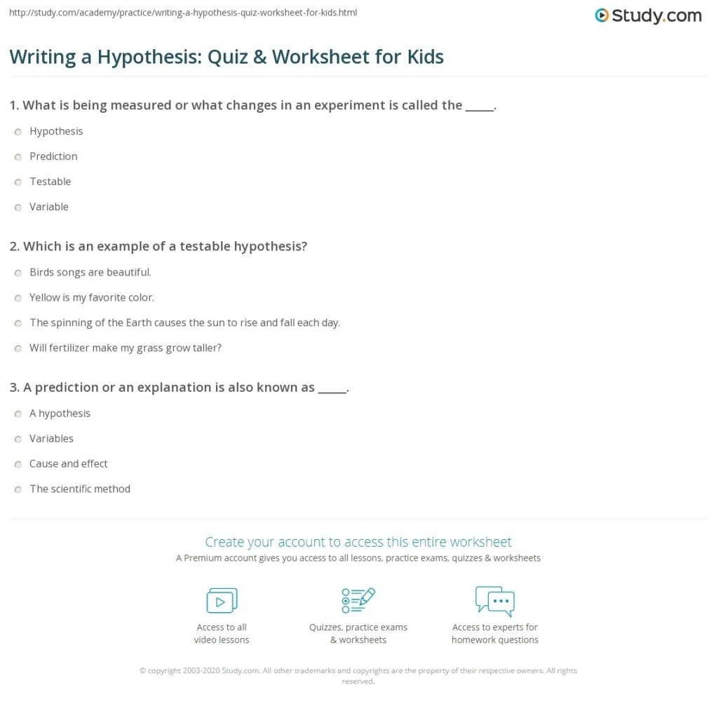 Writing A Hypothesis Worksheet Printable Worksheets
