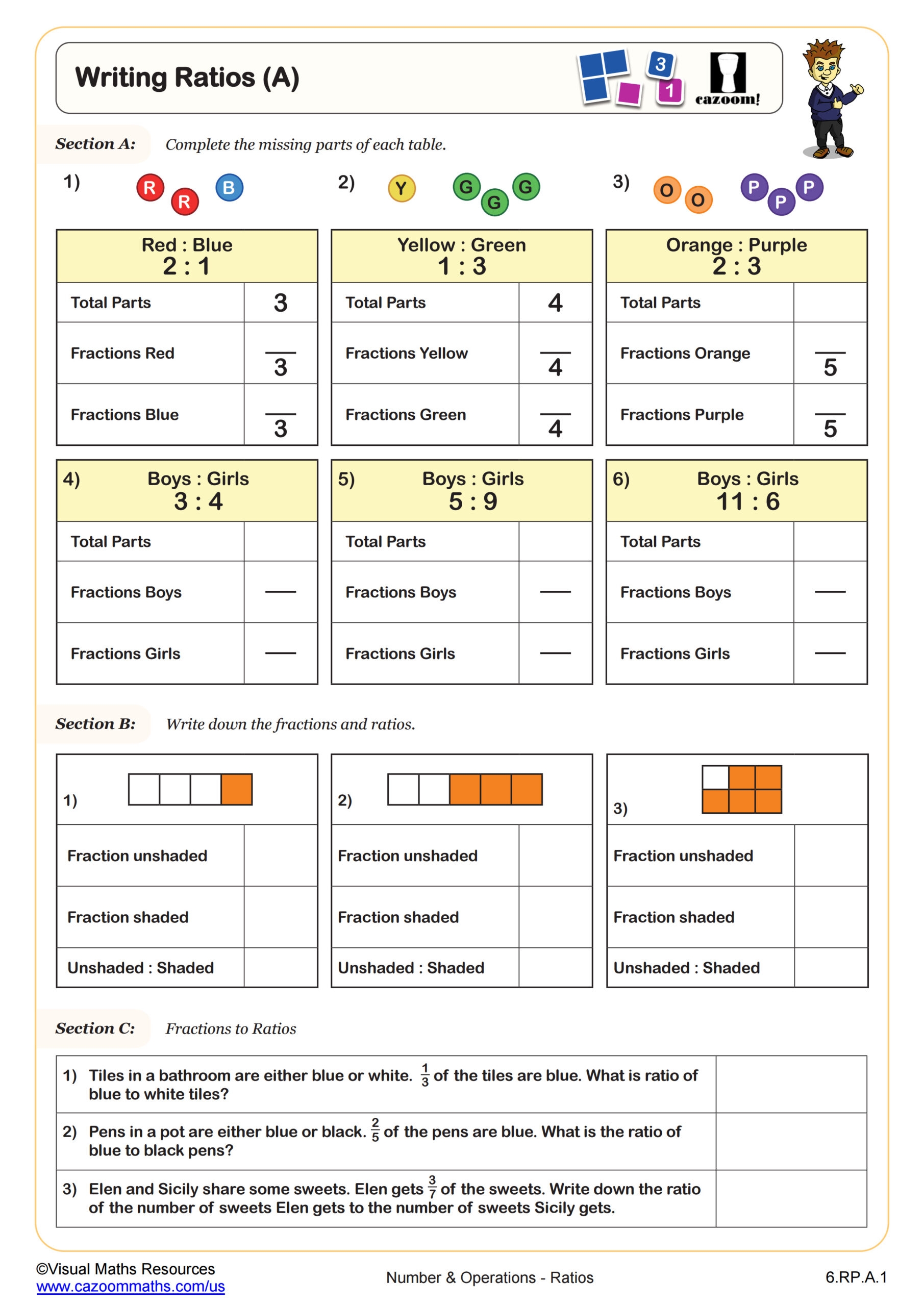 Writing Ratios A Worksheet 6th Grade PDF Worksheets Worksheets 
