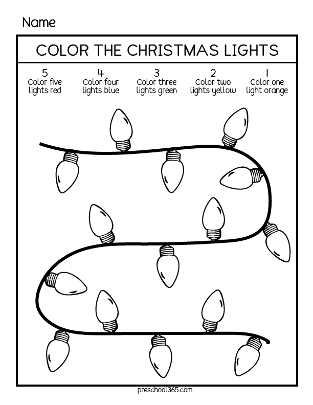 Xmas Tree In Cartoon Style Color By Number Christmas Education 