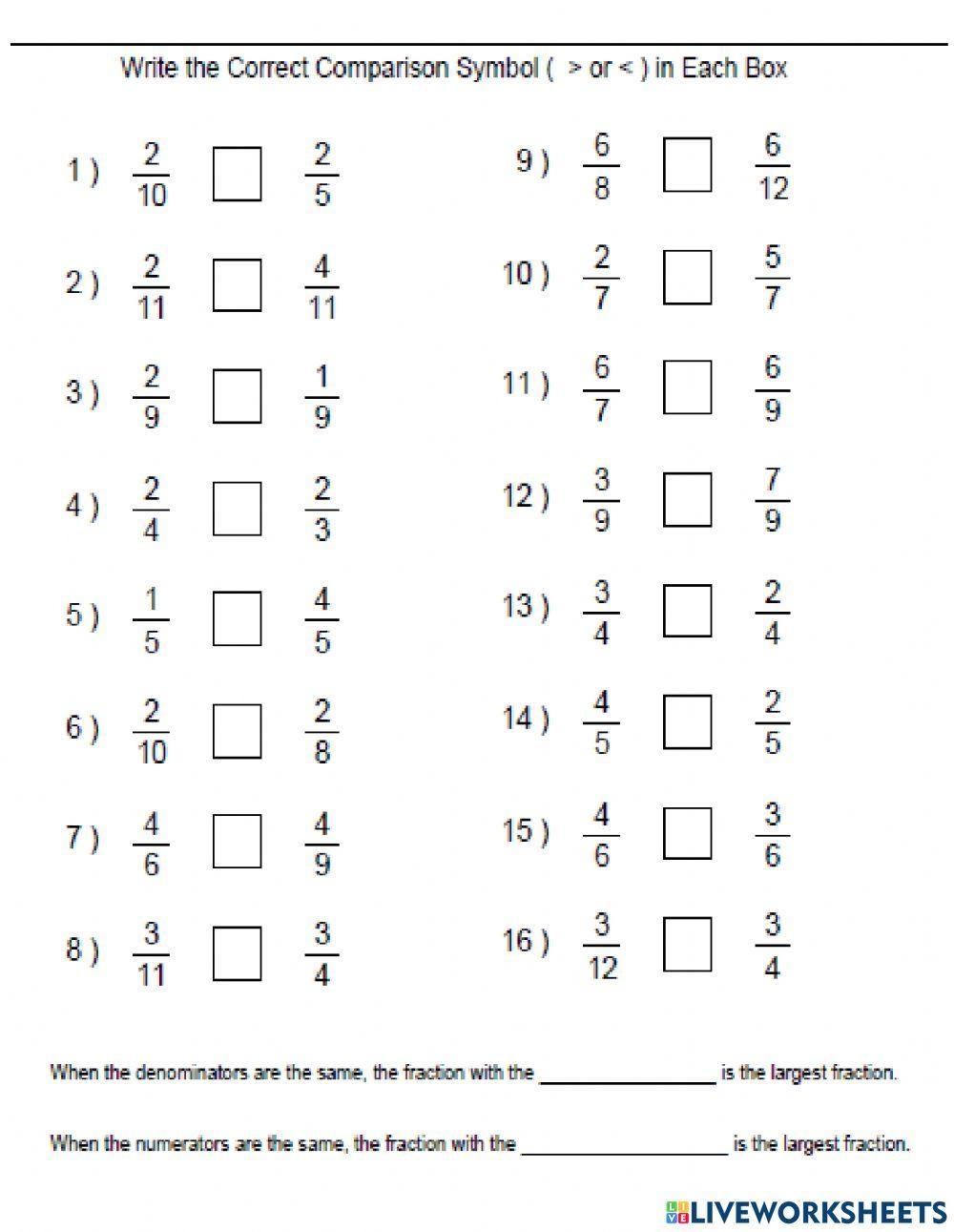 Year 6 Order Fractions Worksheet Worksheet KS2 Maths Worksheets Library