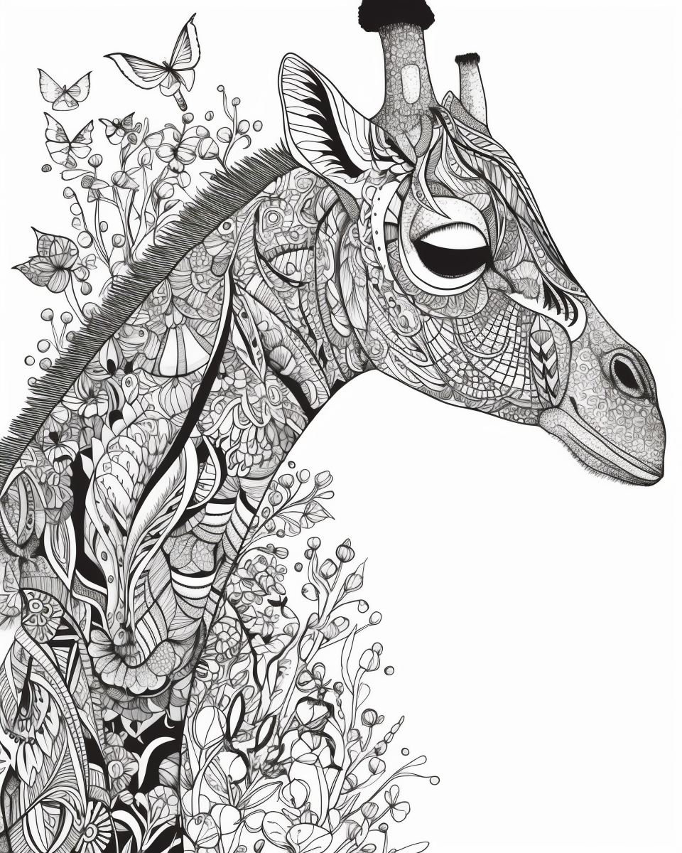 Zentangle Giraffe Head Coloring Picture Giraffe Coloring 50 OFF