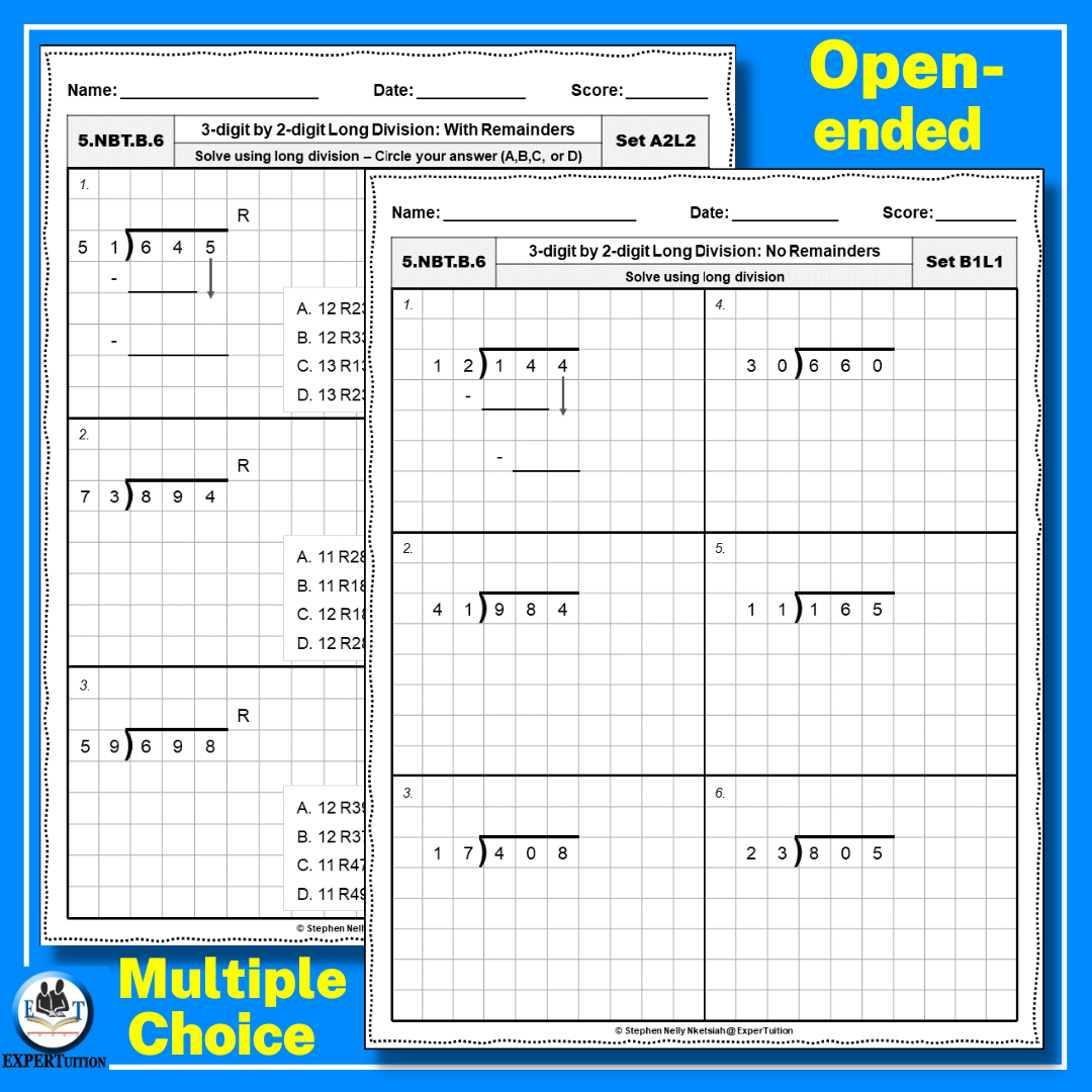 3 Digit By 2 Digit Long Division For Grade 5 Worksheets ExperTuition