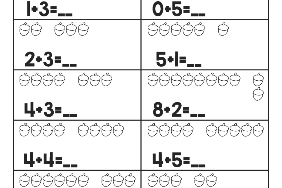 Autumn Fall Kindergarten Math Worksheets And Activities