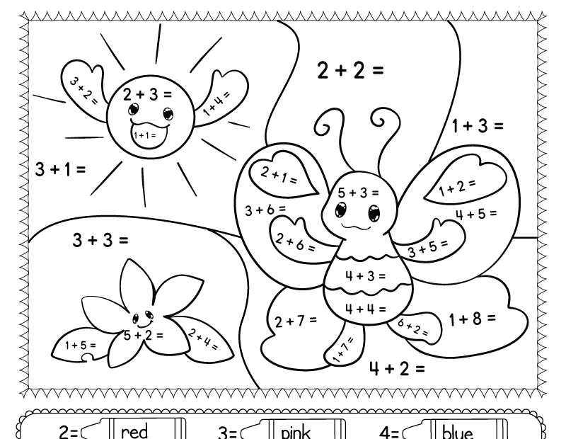 Color By Addition Worksheet Free Printable PDF