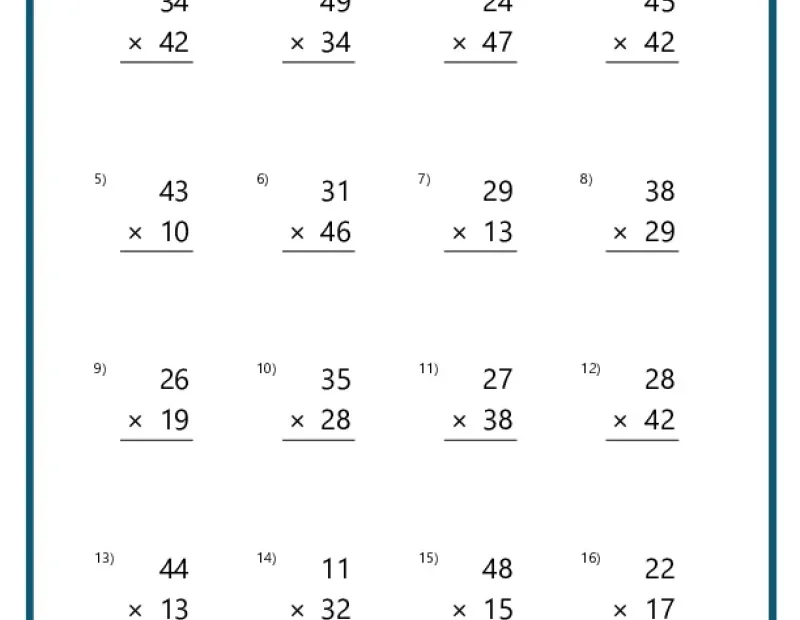 Double Digit Multiplication Worksheets