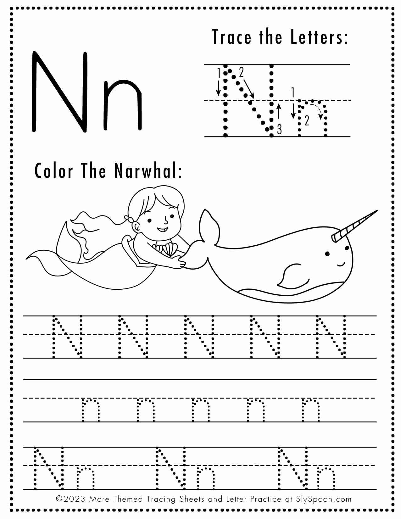 n tracing worksheet