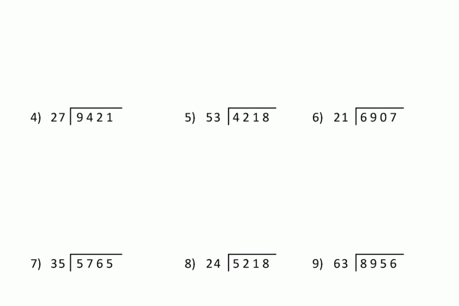 Long Division Worksheets For 5th Grade