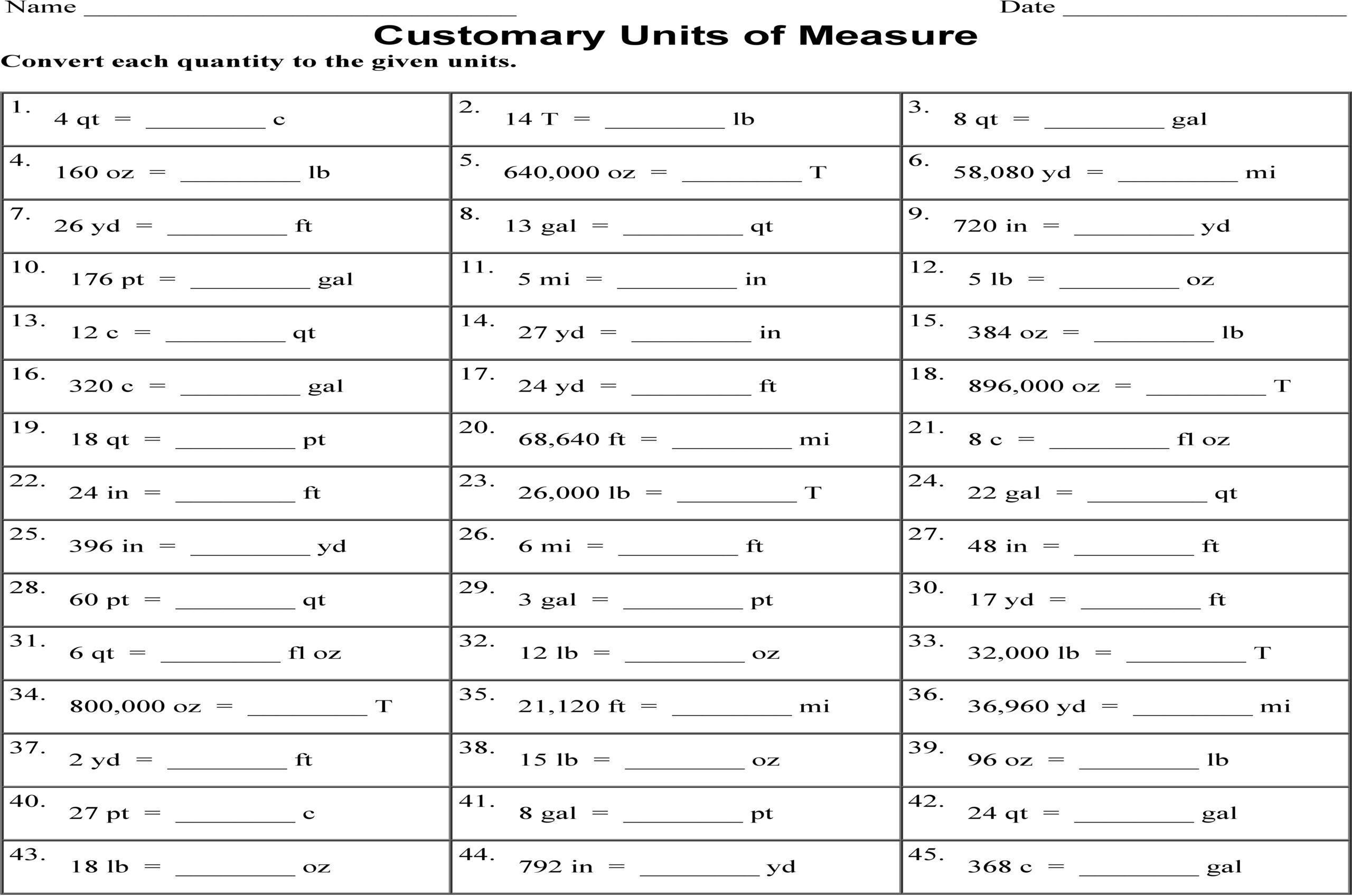 Measurement Conversions Resources On EdHelper