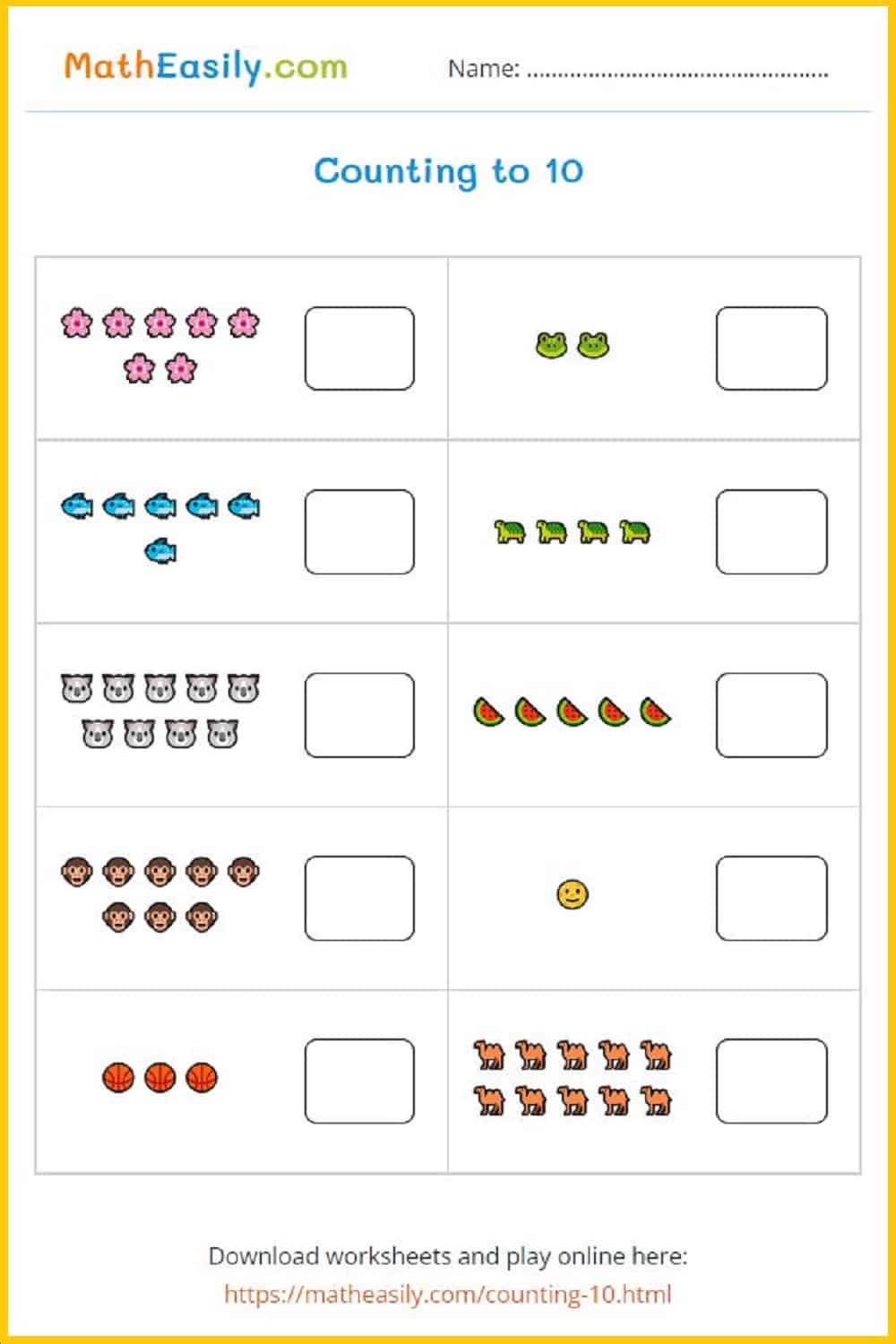kindy math worksheet